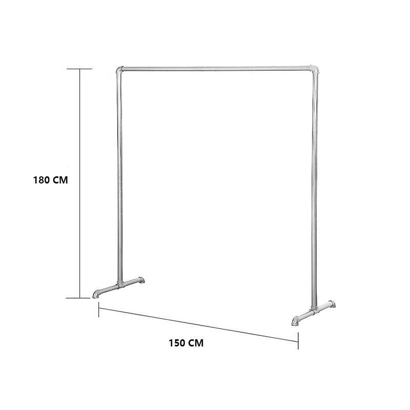 DS BS Industrial Freestanding Pipe Clothing Rack 180X150cm-Sliver