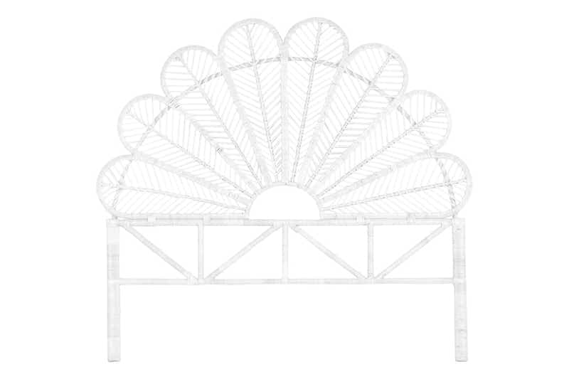 Rattan Headboard Peacock White - Queen