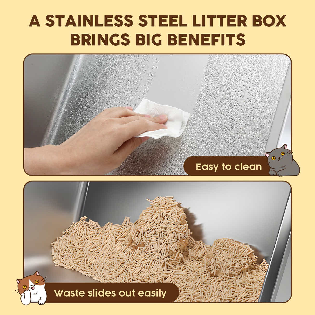 DS BD Stainless Steel Cat Litter XL Pet Toilet Metal Pan Clean 20L with Scoop