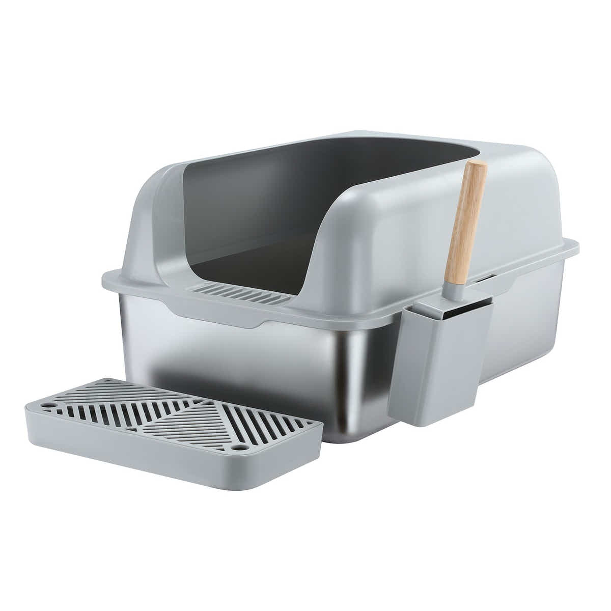 DS BD Stainless Steel Cat Litter XL Pet Toilet Metal Pan Clean 20L with Scoop