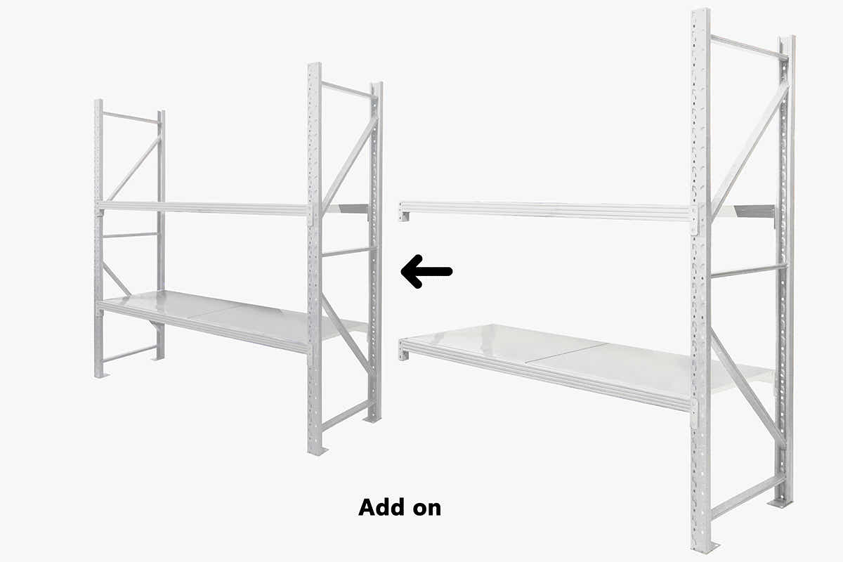 2-Layer Longspan Shelving Add-On Grey White – 1.5 M