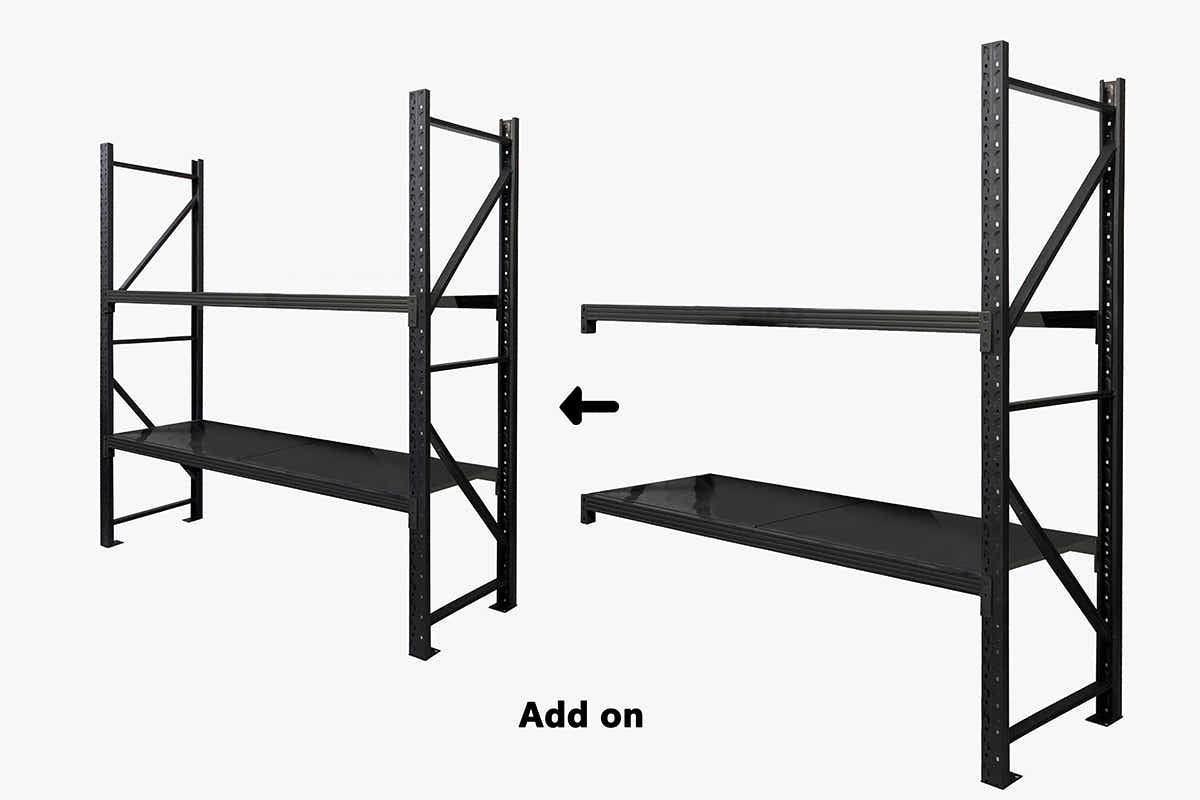 2-Layer Longspan Shelving Add-On Black – 1.5 M