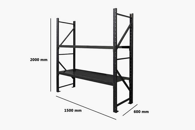 2-Layer Longspan Shelving Black - 1.5 M