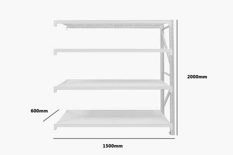 4-Layer Longspan Shelving Add-On Grey White – 1.5 M