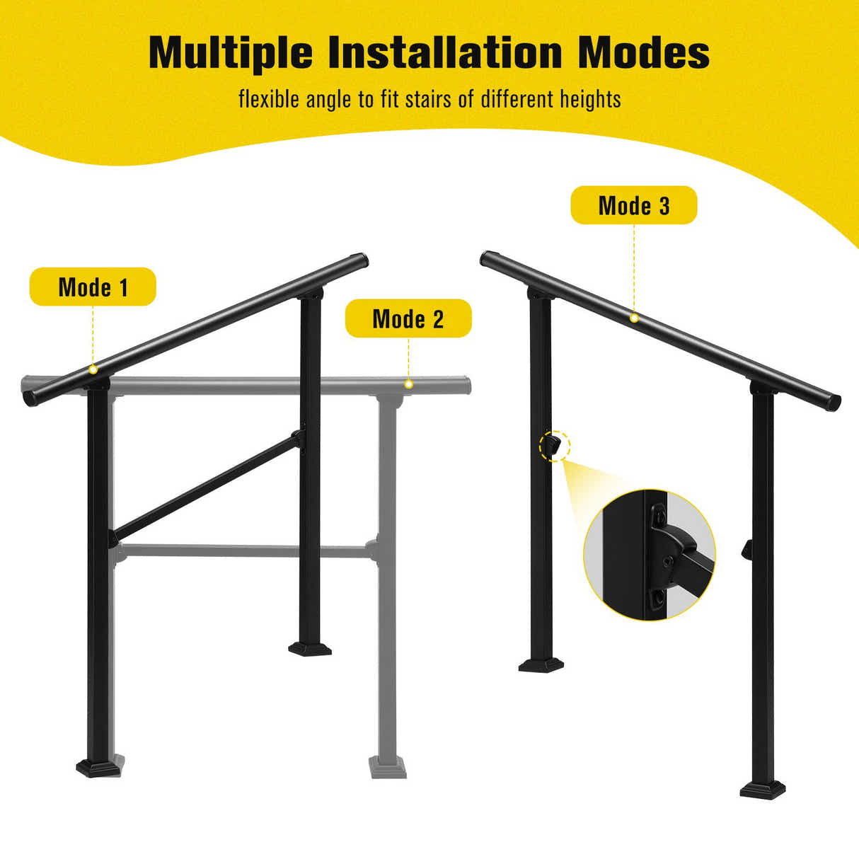 DS BD Stair Handrails Outdoor Steps Rail 2-3 Step Staircase Deck 97x102.5cm