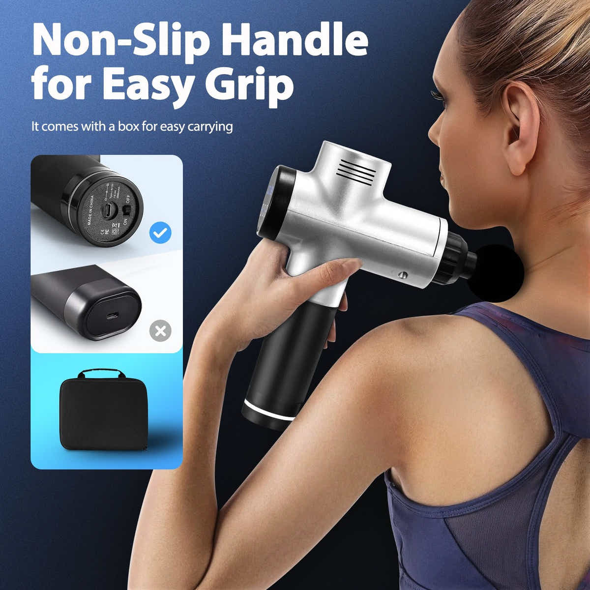 DS BD LED Massage Gun Electric Handheld Back Neck Shoulder 6 Heads 30 Speeds