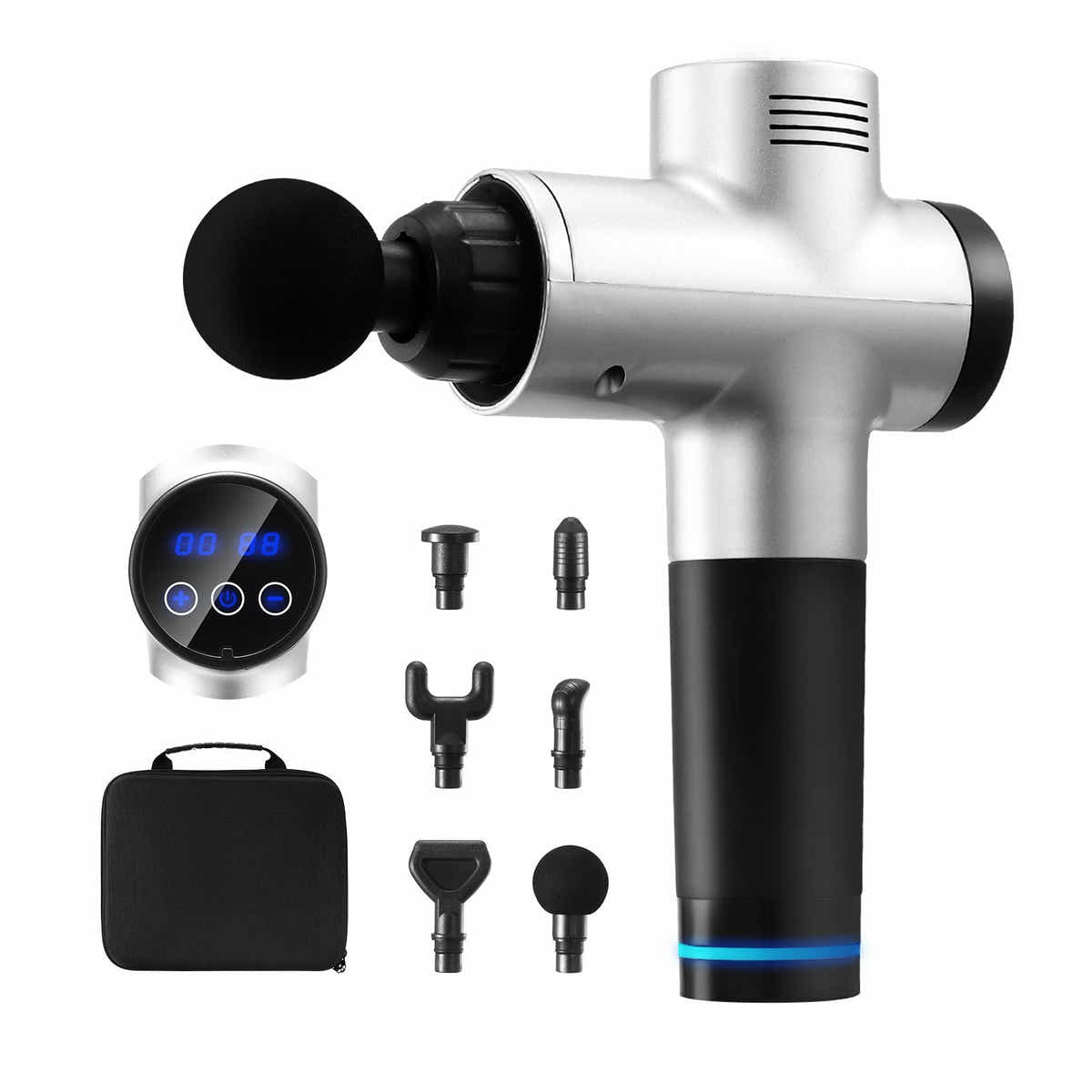 DS BD LED Massage Gun Electric Handheld Back Neck Shoulder 6 Heads 30 Speeds
