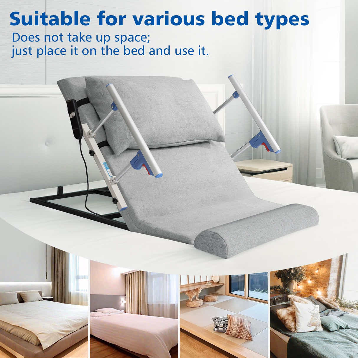 DS BD Electric Lift Bed Arm Back Rest Pillow Bedrails Power Chair Lifter Remote