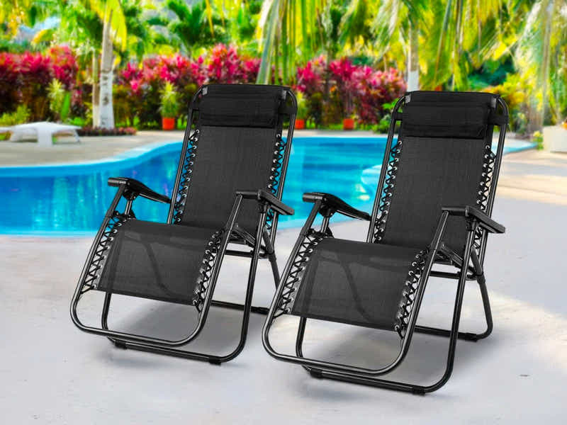 Zero Gravity Chair Black -  Set of 2