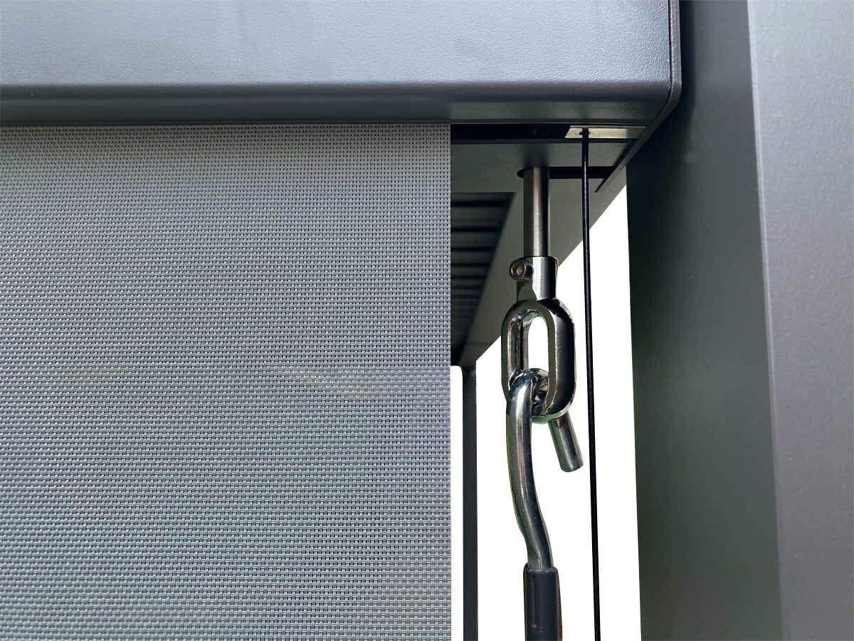 Pergola Blind with Grey Frame & Screen - 3m x 4m