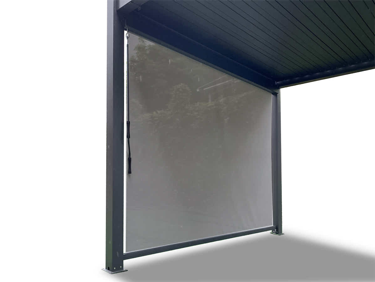 Pergola Blind with Grey Frame & Screen - 3m x 3m