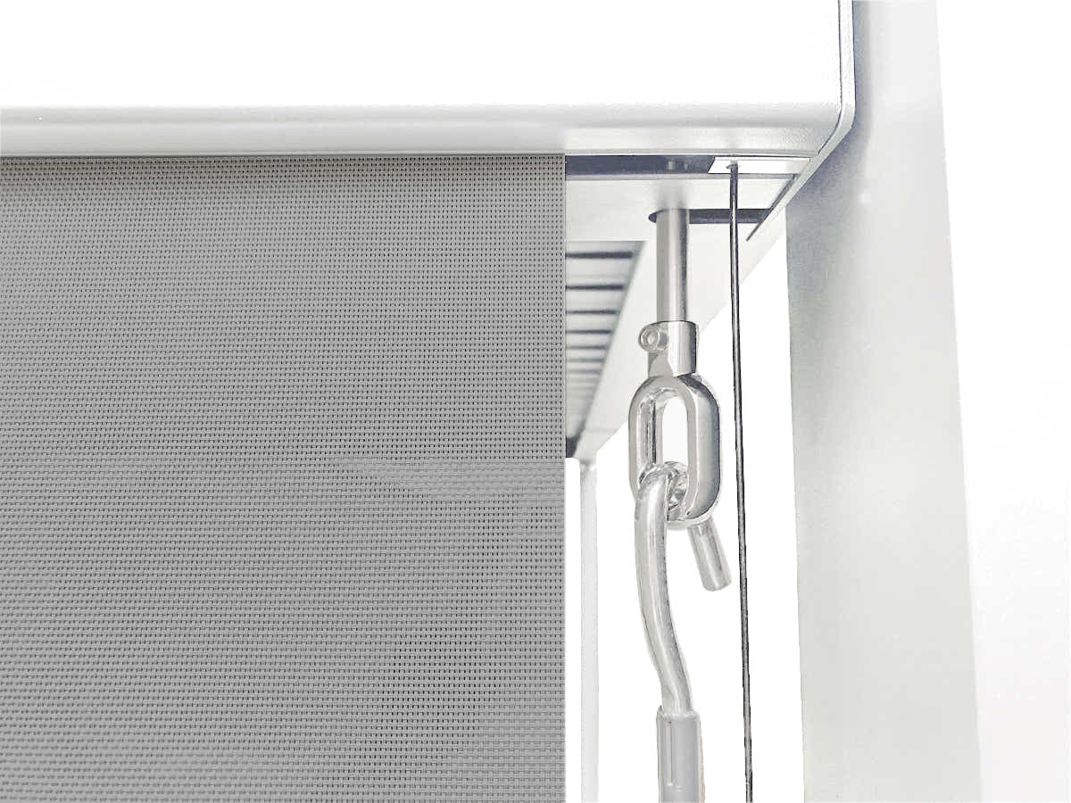 Pergola Blind with White Frame & Grey Screen - 3m x 3m