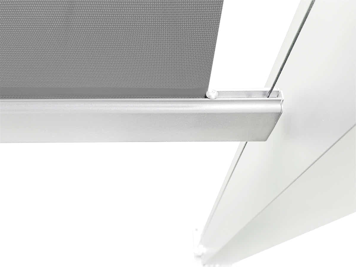 Pergola Blind with White Frame & Grey Screen - 3m x 3m