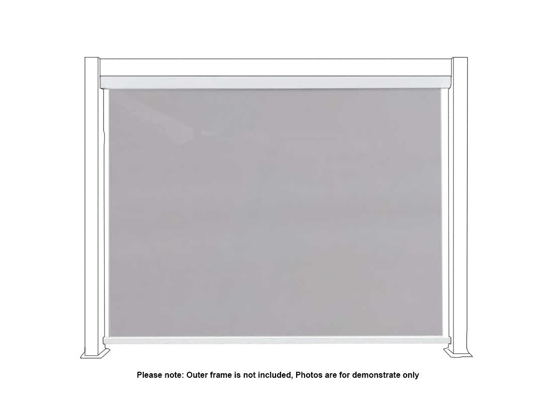 Pergola Blind with White Frame & Grey Screen - 3m x 4m