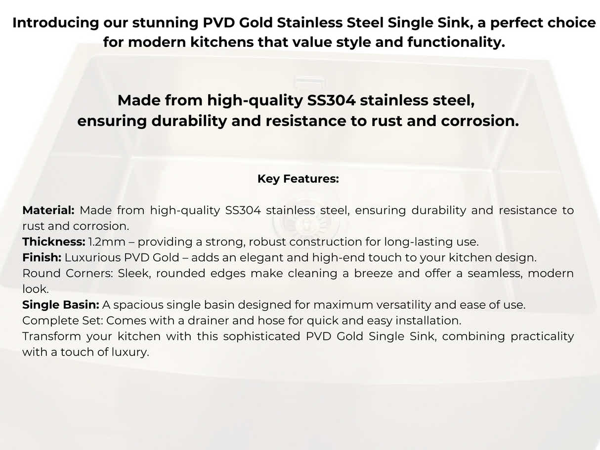 Gold Stainless Steel Single Sink