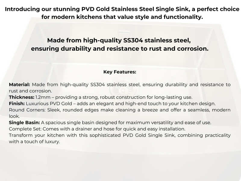 Gold Stainless Steel Single Sink