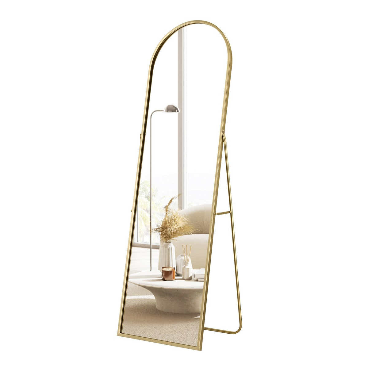 DS BD Arch Full Length Mirror Whole Standing Glass Gold Metal Stand 50x2x160cm
