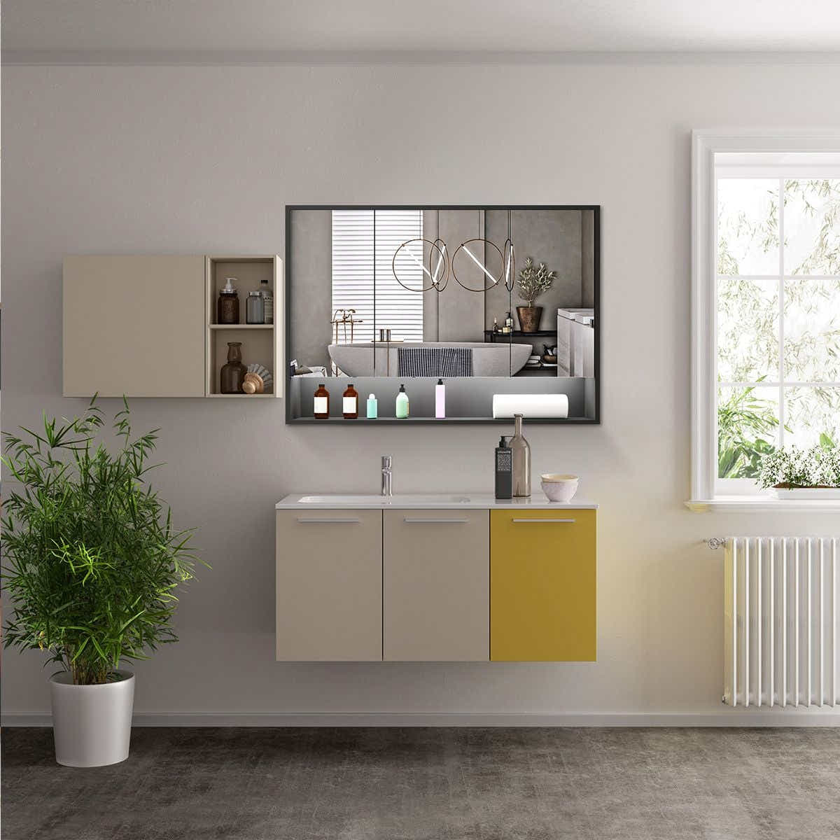 DS BD Bathroom Mirror Cabinet Medicine Storage Organiser LED Lights Doors Black