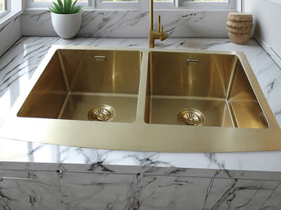 Gold Stainless Steel Double Sink