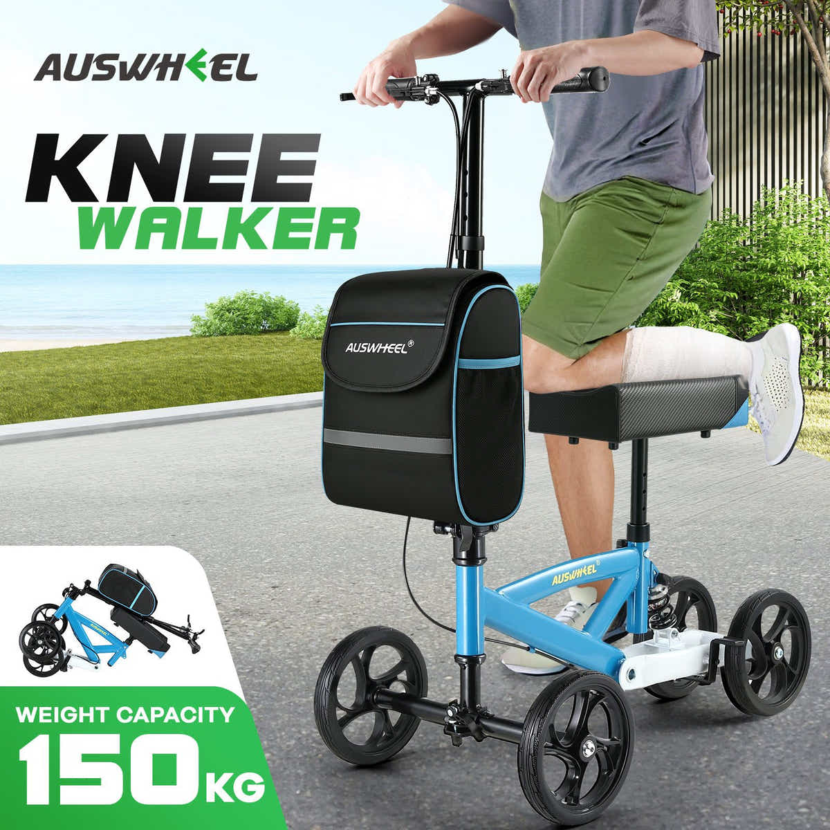 DS BD Knee Scooter Walker Steerable Mobility Wheelchair Medical Crutch Broken BL