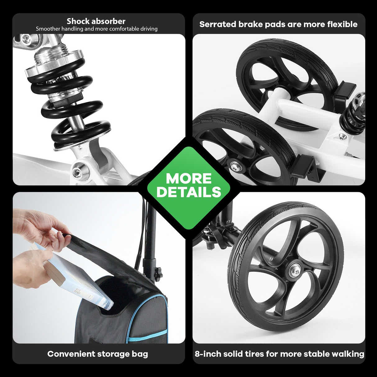 DS BD Knee Scooter Walker Steerable Mobility Wheelchair Medical Crutch Broken BL