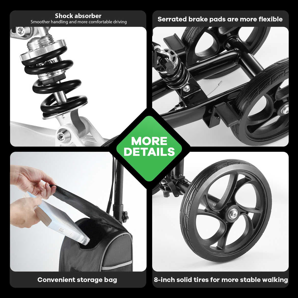 DS BD Knee Scooter Walker Steerable Mobility Wheelchair Medical Crutch Broken