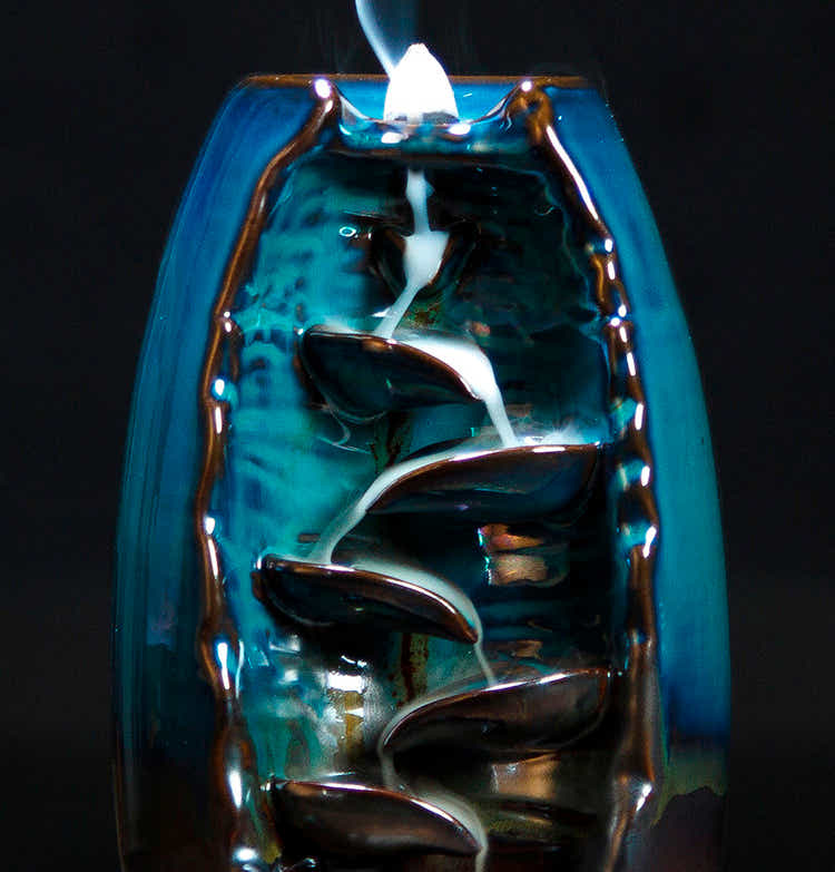 DS BS Ceramic Waterfall Backflow Incense Burner-Blue