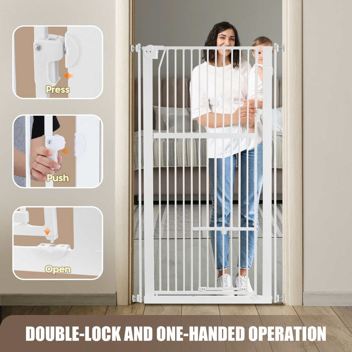 DS BD Safety Gate Dog Cat Extra Tall Retractable Fence Door 142cm Height White