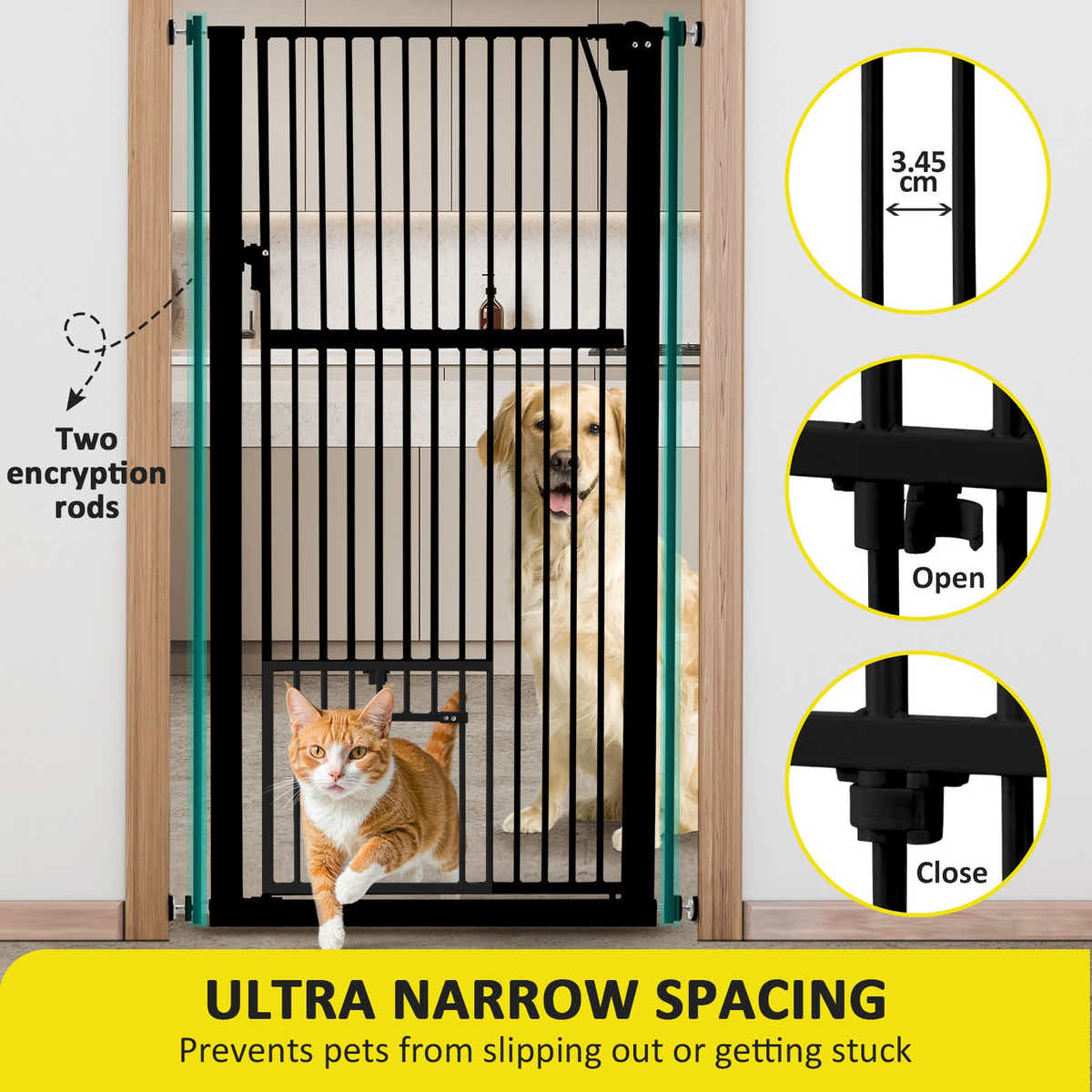 DS BD Safety Gate Dog Cat Extra Tall Retractable Fence Door 142cm Height