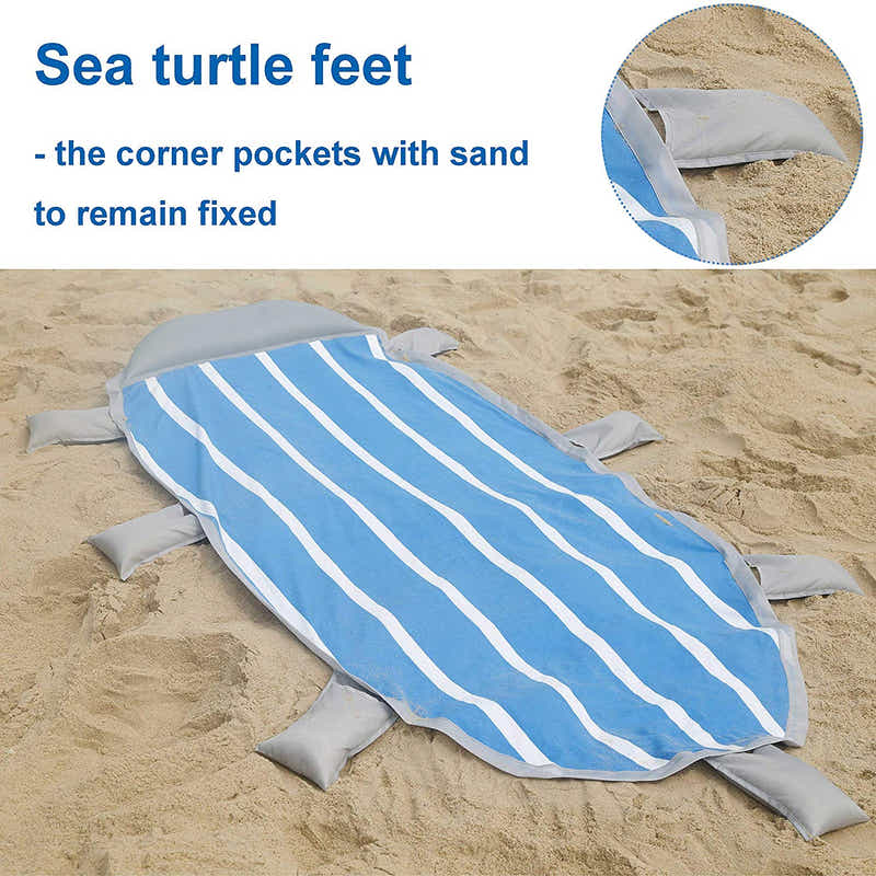 DS BS Outdoor Oversized Picnic Mat Beach Blanket with Inflatable Pillow