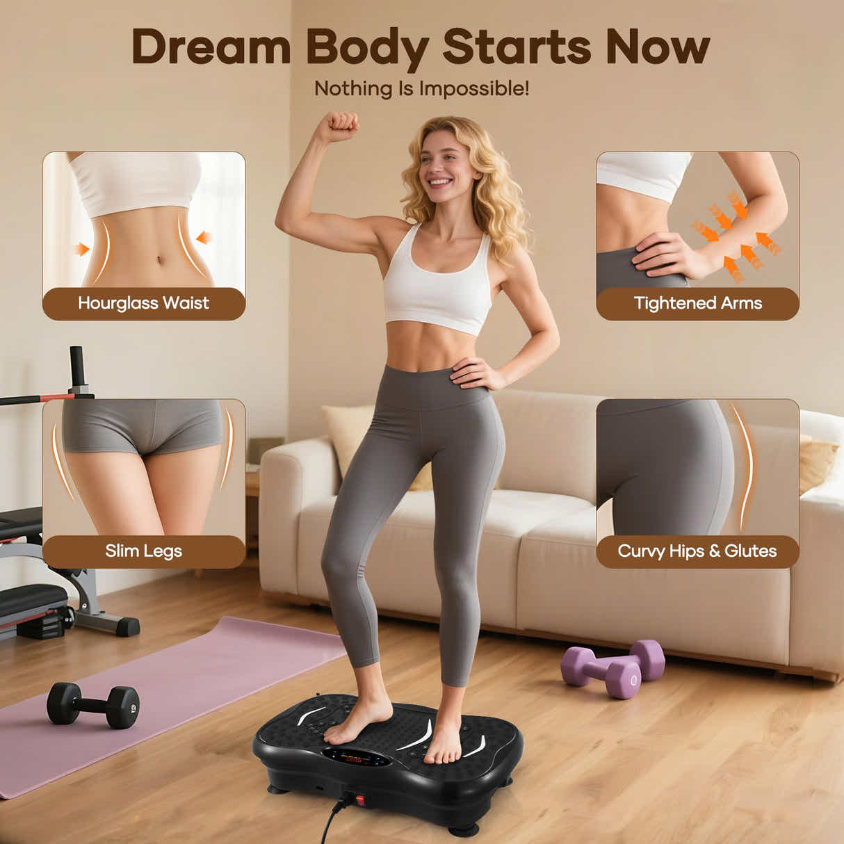 DS BD Vibration Machine Plate Full Workout Vibrating Exercise Fitness Platform