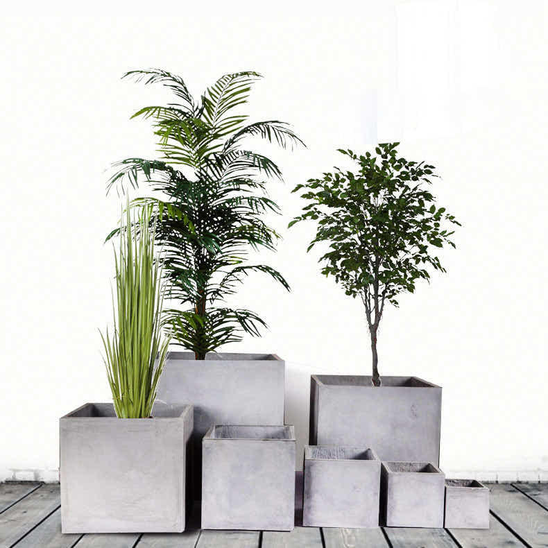 DS BS Modern Cement Gray Planter Box Cube-28CM