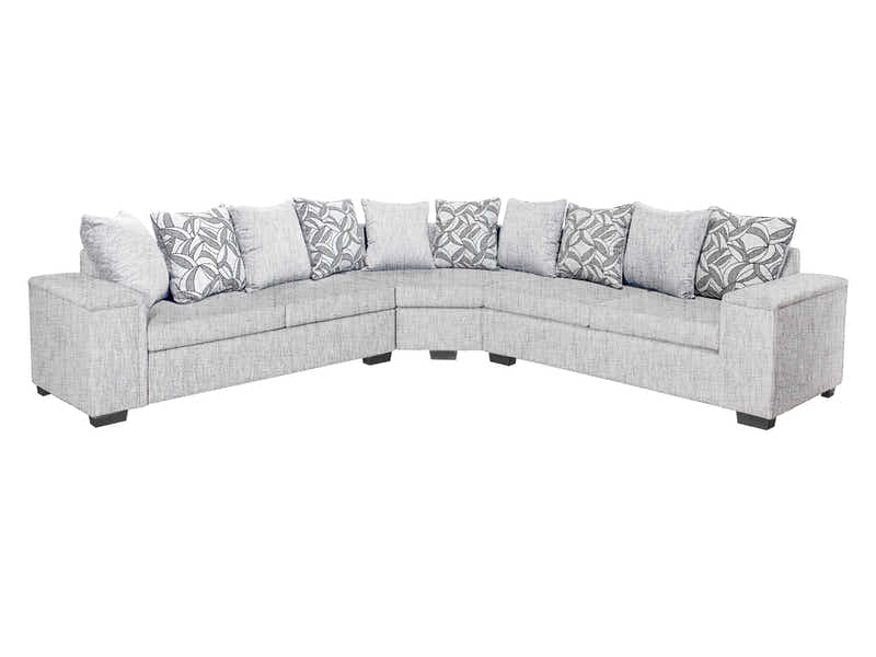 DS NZ Made Ella Corner Sofa with Pattern Cushion - Comfy Silver