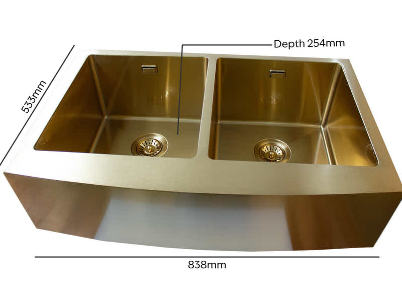 Gold Stainless Steel Double Sink
