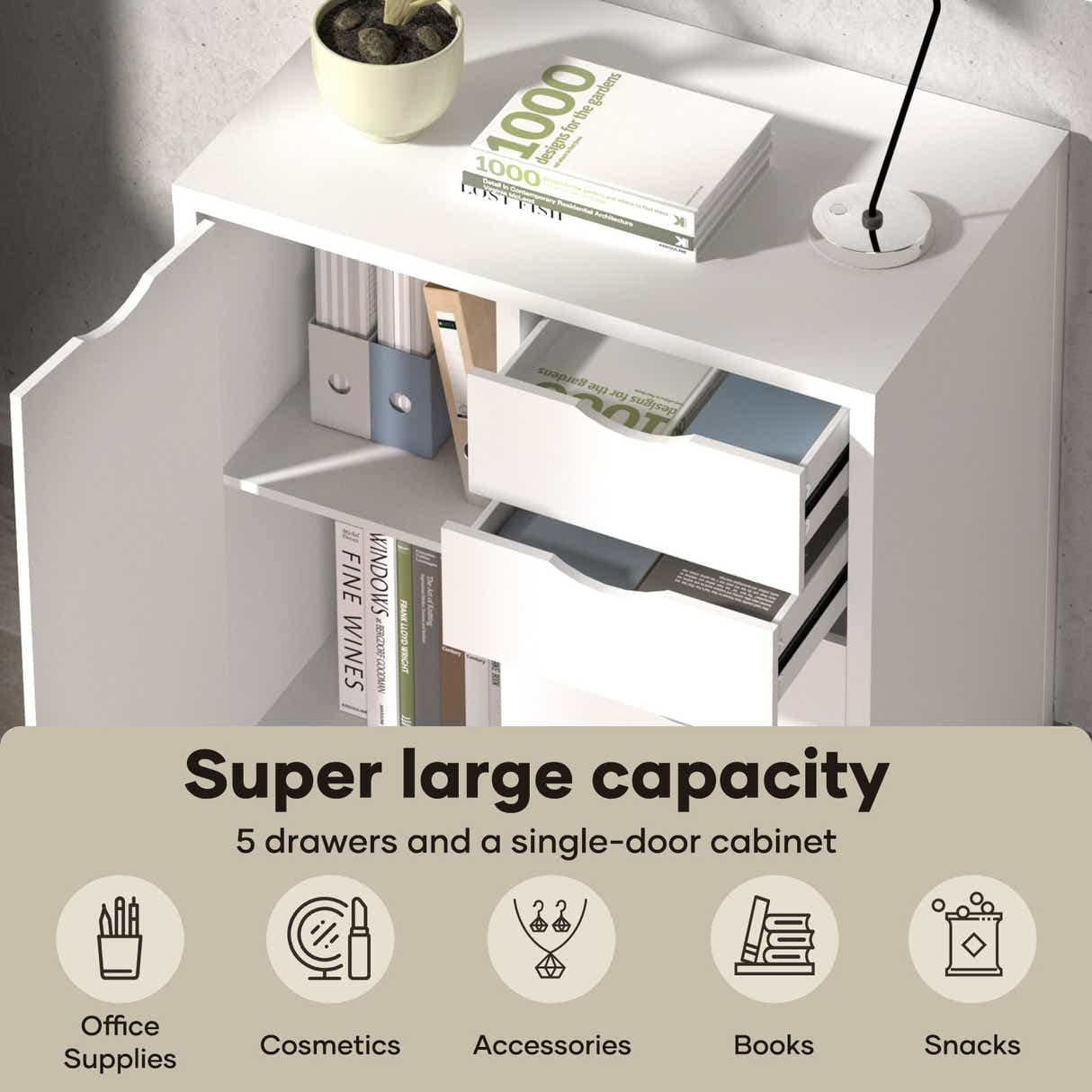 DS BD 5 Drawer File Cabinet Mobile Desk Filing DocumentOrganiser Side Chest Home