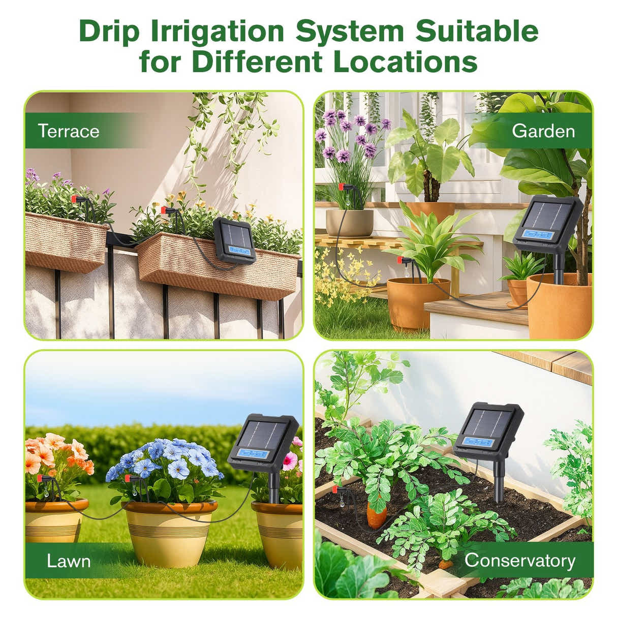 DS BD Solar Irrigation Auto Garden Watering System Automatic Deep Drip Kit DIY