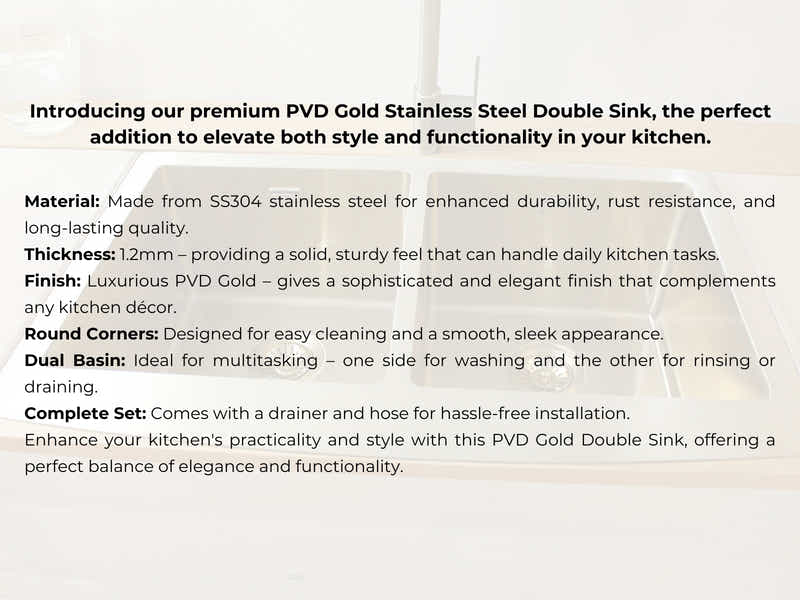 Gold Stainless Steel Double Sink