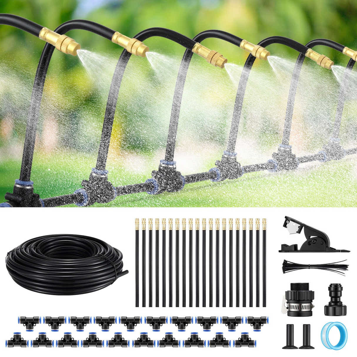 DS BD Drip Irrigation System 25m AutomaticGarden Watering Misting Kit 360 Degree