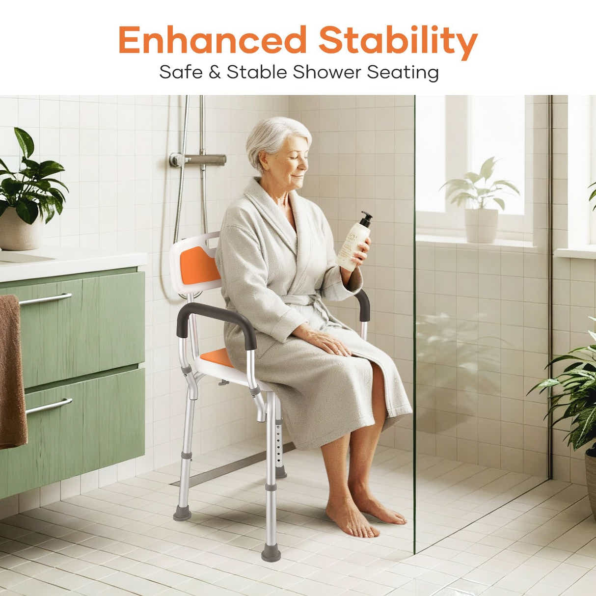 DS BD Shower Chair Bath Tub Seat Stool Toilet Bathroom Bedside Mobility Raised