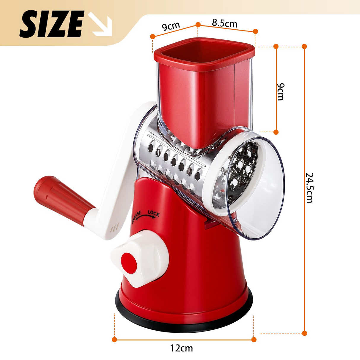 DS BD 3in1 Vegetable Slicer Rotary Food Potato Mandoline Cheese Grater DrumFruit
