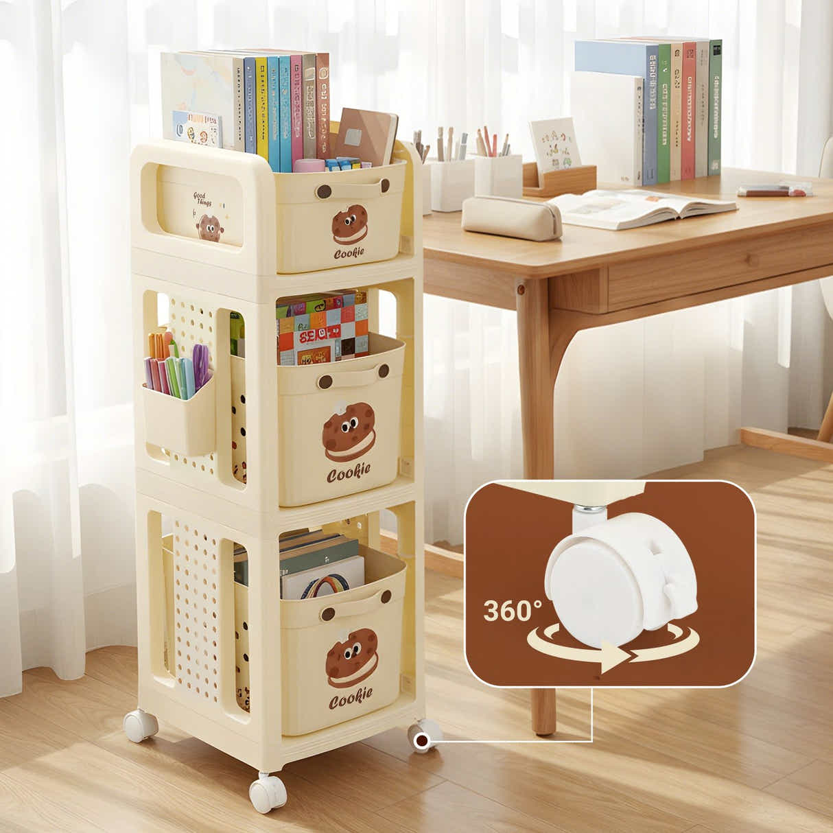 DS BD Kids Bookshelf Toy Storage Box Bin Drawers Bookcase Montessori Shelf Rack