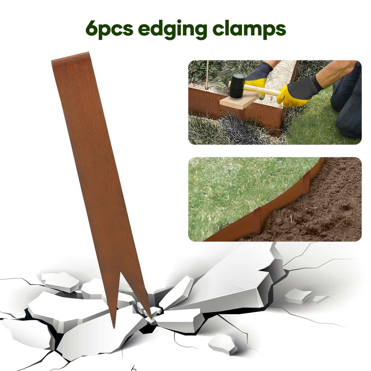 DS BD 6pcs Garden Edging Set Lawn Landscape Border Plant Grass Flower Bed Raised
