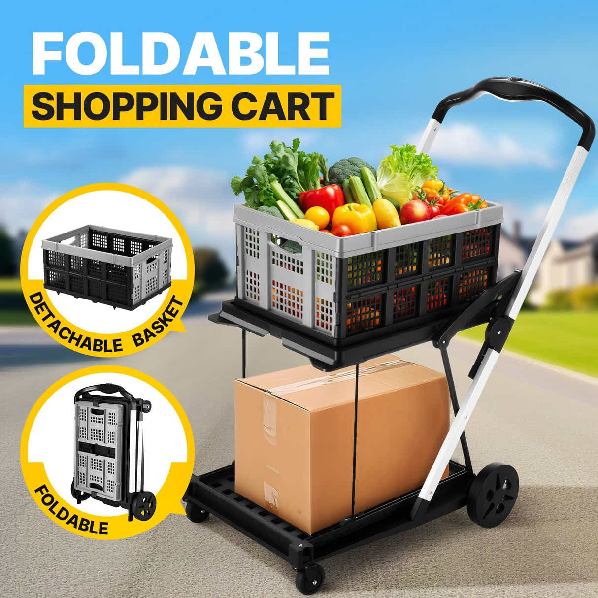 DS BD Folding Trolley Cart Push Dolly Collapsible Hand Truck Utility Shopping