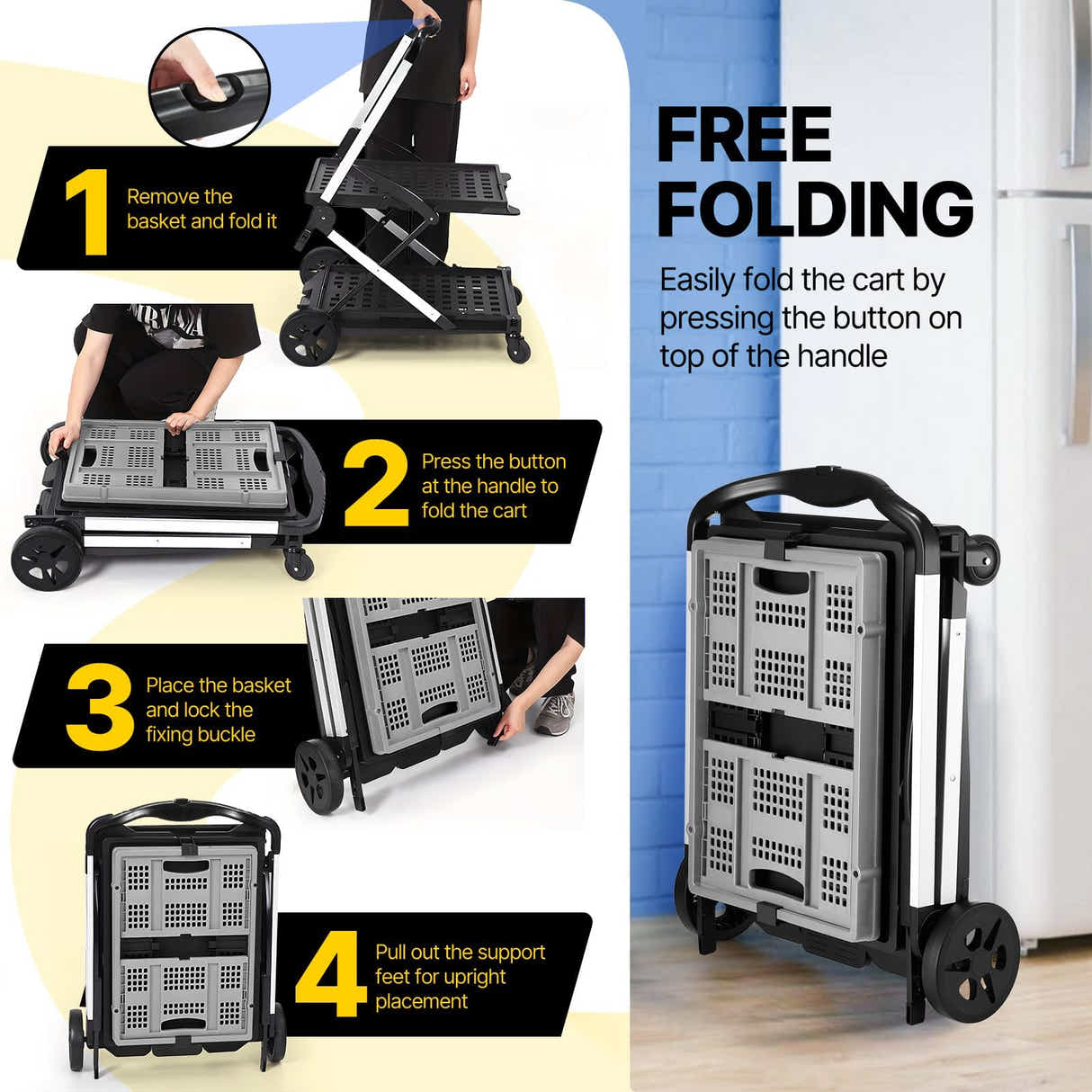 DS BD Folding Trolley Cart Push Dolly Collapsible Hand Truck Utility Shopping