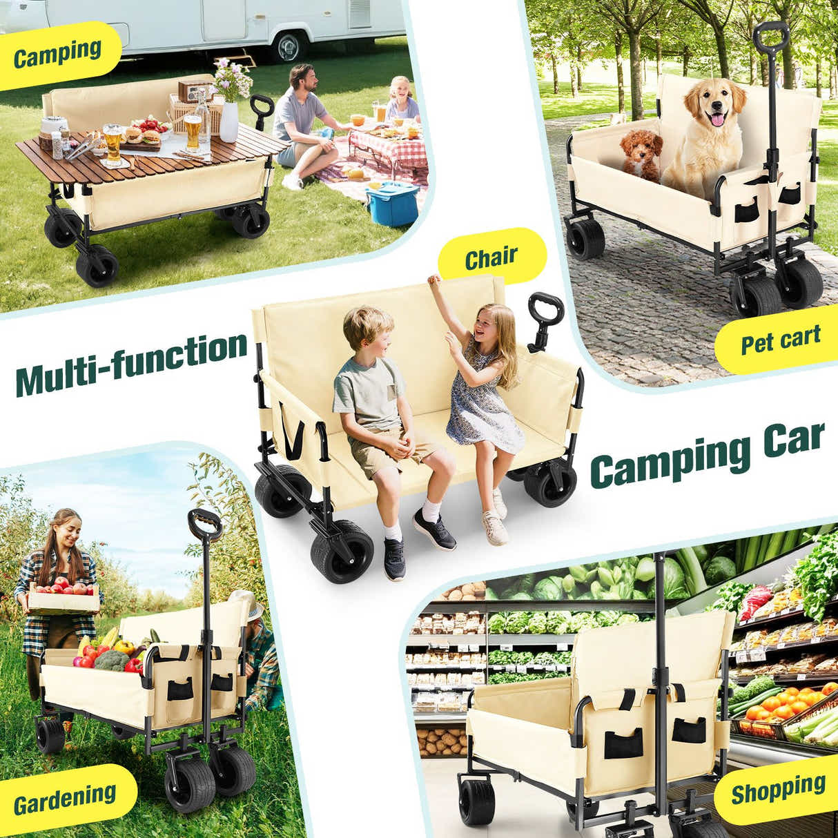DS BD Foldable Beach Trolley Cart Wagon Utility Trailer Garden Picnic Camping