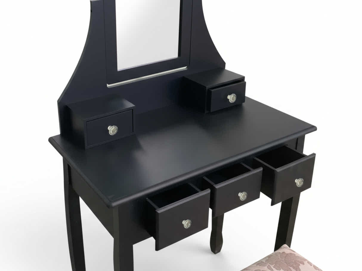 Dressing Table with Stool Black - 74.5 cm