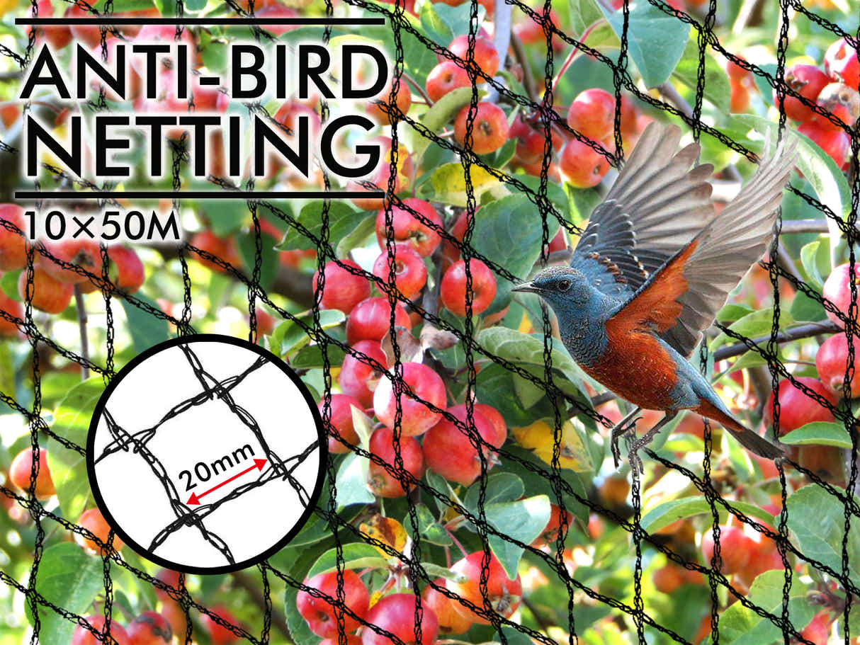 18gsm Anti-Bird Netting Black - 10m x 50m