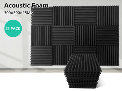 Acoustic Foam Wedge 12teeth Black 30X30 12Pcs