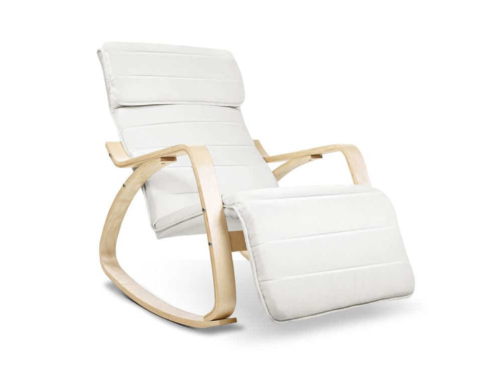 Bentwood Rocking Armchair with Footrest - Beige