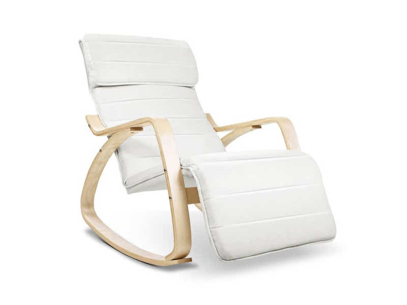 Bentwood Rocking Armchair with Footrest - Beige